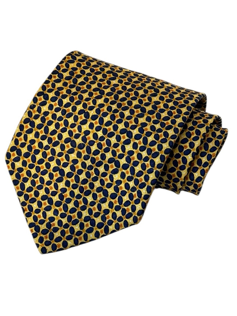Ermenegildo Zegna Yellow Navy Geometric Tie Luxury Designer